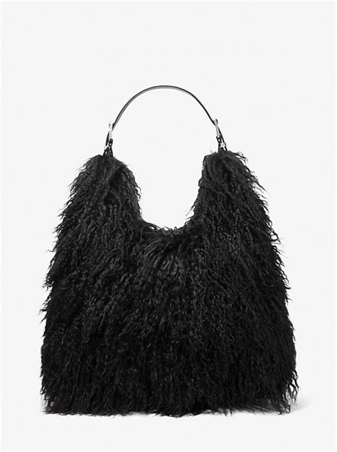 nolita large shearling leather hobo shoulder bag .